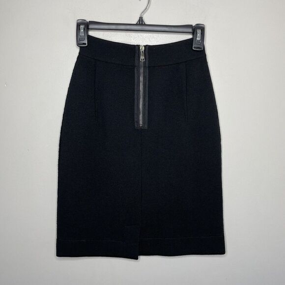 Dolce&Gabbana Womens Stretch-Knit Knee-Length Skirt EUC Rear-Zip Solid Black XS - Picture 3 of 5